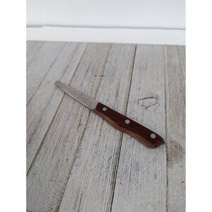 Vintage Stainless Japan Grapefruit Knife Wood Handle Fruit Curved 7"